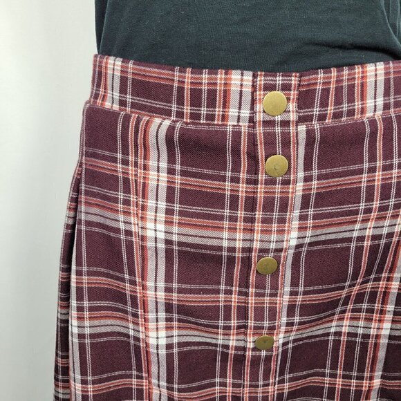 Torrid Women's Plaid Maroon Pull on Light Flannel Feeling Skirt Size 0 (12/L) - Picture 2 of 12